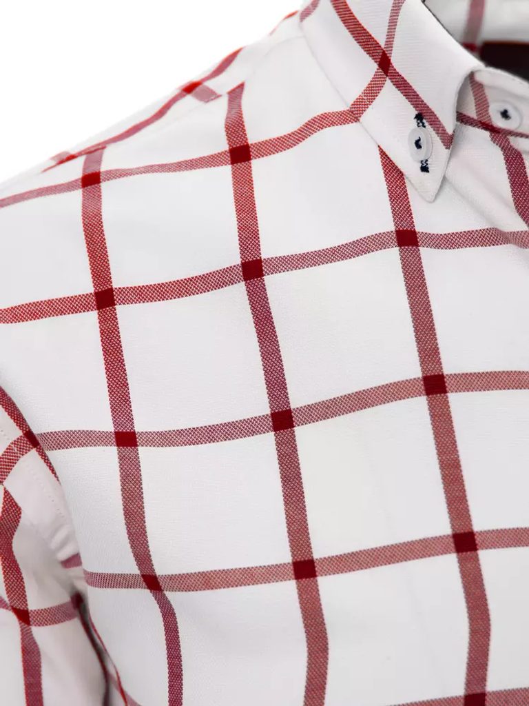 Bílá košile s červeným vzorem - Budchlap.cz