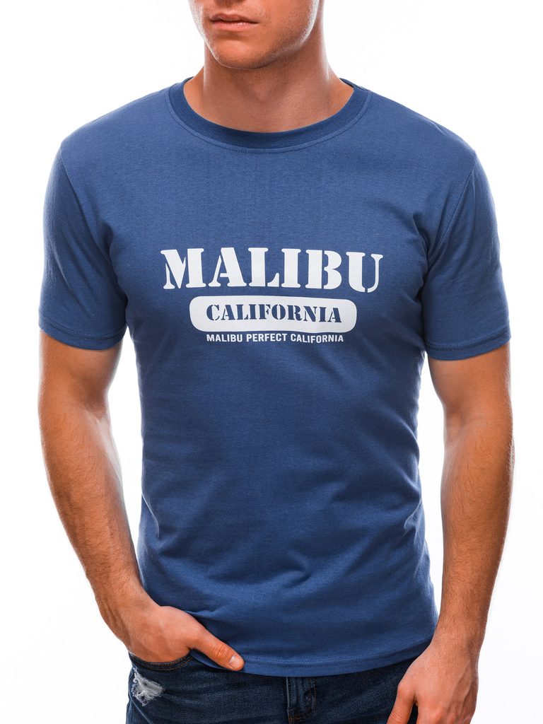 Modré tričko se stylovým potiskem Malibu S1592 - Budchlap.cz