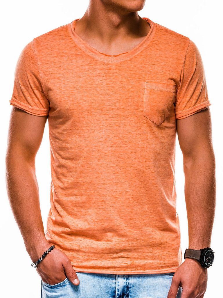 Trendy oranžové tričko s kapsou s1051 - Budchlap.cz
