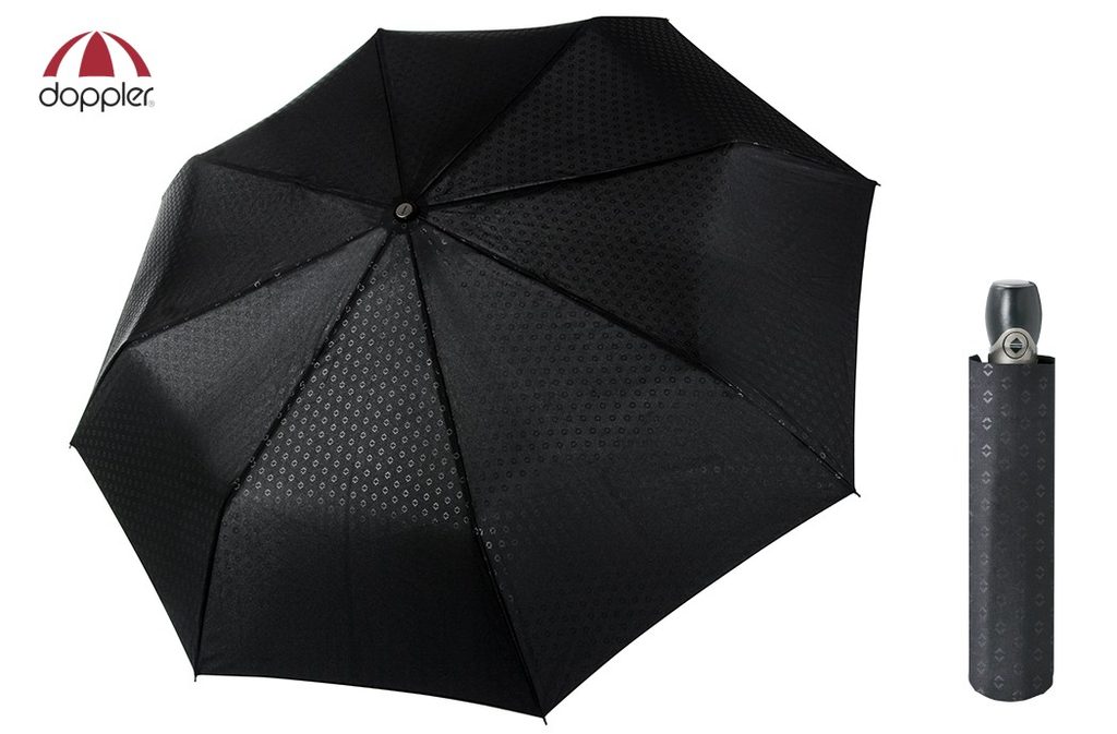 Luxusní černý vzorovaný deštník pro pány Doppler FIBER MAGIC PREMIUM -  Budchlap.cz