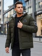 Originální zelená zimní bunda s kapucí