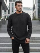 Stylový prodloužený svetr v tmavě šedé barvě