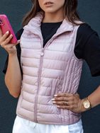 Dámská růžová prošívaná módní vesta Stylishz