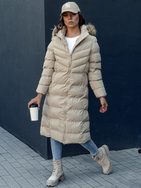 Dámská dlouhá zimní béžová bunda Luxwarm