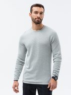 Světle šedý-melírovaný bavlněný pánský svetr E121