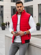 Červená stylová vesta bez kapuce
