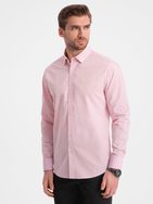 Bavlněná růžová košile v jednoduchém provedení V2 SHOS-0154