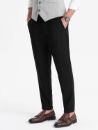 Trendy černé chinos kalhoty s elastickým pasem V4 PACP-0157
