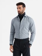Ležérní šedá melírovaná košile s kapsou V3 SHCS-0148