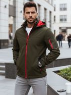 Trendy softshellová bunda s výraznými prvkami v khaki barvě