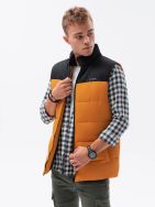 Stylová hořčicová prošívaná vesta V36