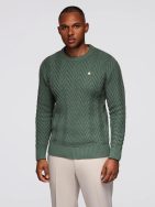 Pánský pletený olivový svetr v elegantním designu V2 OM-SWSW-0147