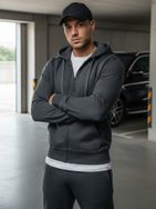 Jednoduchá antracitová mikina s kapucí