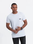 Trendy tričko s ozdobnou kapsou světle modré V9 TSCT-0109