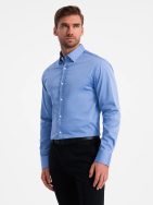 Módní modrá hladká slim-fit košile V2 SHCS-0176