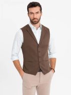 Moderní hnědá elegantní vesta V2 BLZV-0144
