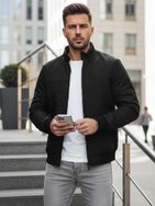 Přechodná moderní černá bunda bez kapuce