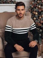 Svetr s ozdobnými pruhy zelený