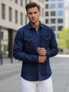 Atraktivní tmavě modrá džínová košile