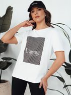 Dámské bílé tričko laděné do černa Lamour