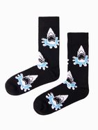 Pánské černé ponožky s potiskem (žralok) U240