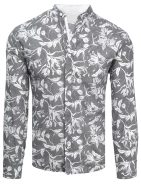 Atraktivní vzorovaná šedá košile se stojacím límcem