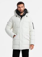 Nadčasová prošívaná bílá pánská parka V1 JALJ-0201
