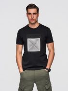 Pánské černé tričko s geometrickým potiskem V1 TSPT-0260