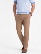 Pánské světle hnědé chinos kalhoty slim fit V2 PACP-0186