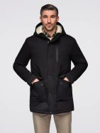 Pánská teplá bunda v černé barvě OM-JAHP-0302