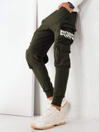 Trendy zelené pánské kapsáčové jogger kalhoty Born
