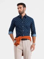 Zajímavá granátová košile s trendy vzorem V3 SHCS-0151
