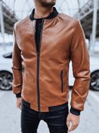 Módní kamelová koženková bomber bunda
