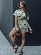 Dámský letní overal v khaki barvě BROST