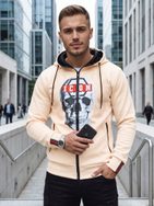 Originální béžová mikina na zip s potiskem ICON