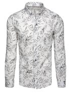 Atraktivní bílá košile se vzorem šedých listů