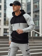 Pánská šedo-černá mikina s kapucí