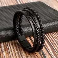 Trendy černý pánský náramek SL-261