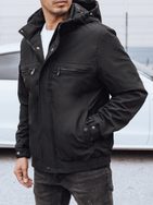 Pánská přechodná černá bunda s kapucí