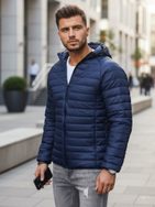 Prošívaná granátová přechodná bunda s kapucí