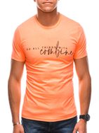Oranžové bavlněné tričko s nápisem S1725