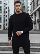 Stylový prodloužený svetr v černé barvě