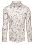 Atraktivní bílá košile s hnědým vzorem listů