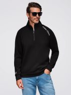 Pánská černá mikina s logem a vysokým límcem V1 SSZP-0211