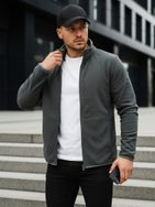 Grafitová mikina na zip bez kapuce