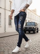 Módní modré pánské rifle v trendy provedení