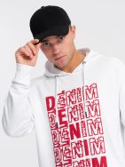 Jedinečná bílá mikina s nápisem denim V3 SSPS-0158