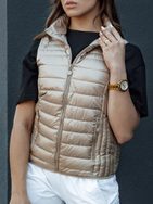 Dámská kamelová prošívaná módní vesta Stylishz