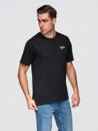 Černé pánské tričko s trendy nápisem V2 TSPT-0258