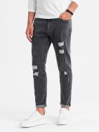 Trendy grafitové džíny s oděrkami V3 PADP-0163